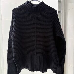 Topshop Navy Ribbed High Neck Jumper